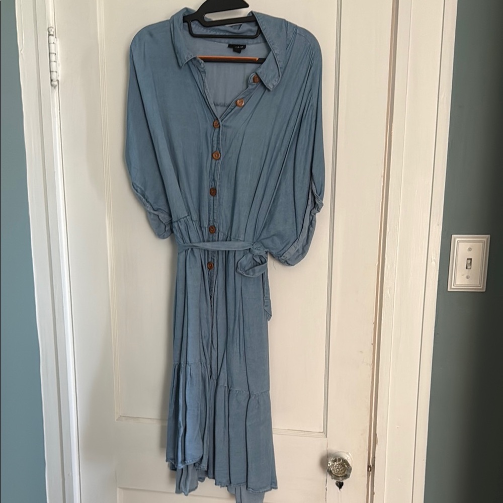 Blue Button-Up Dress
